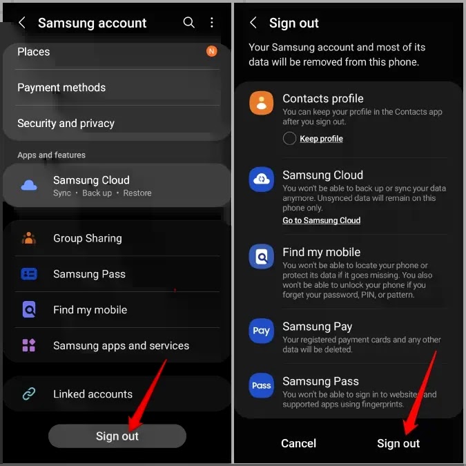 سجل الخروج من تطبيق Galaxy Store على هاتف سامسونج تسجيل الخروج من حسابك على متجر جالاكسي